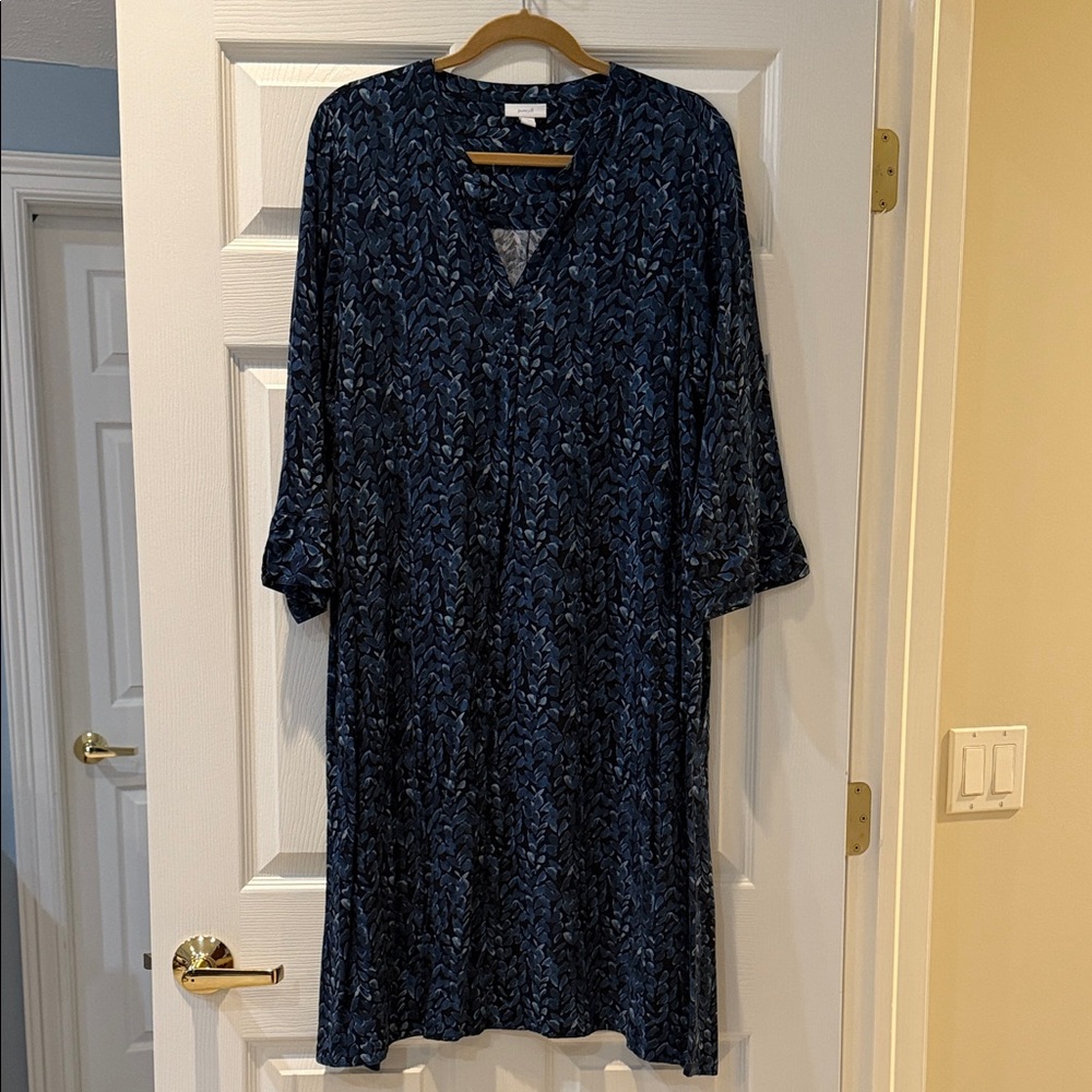 purejill Navy Patterned Midi Dress